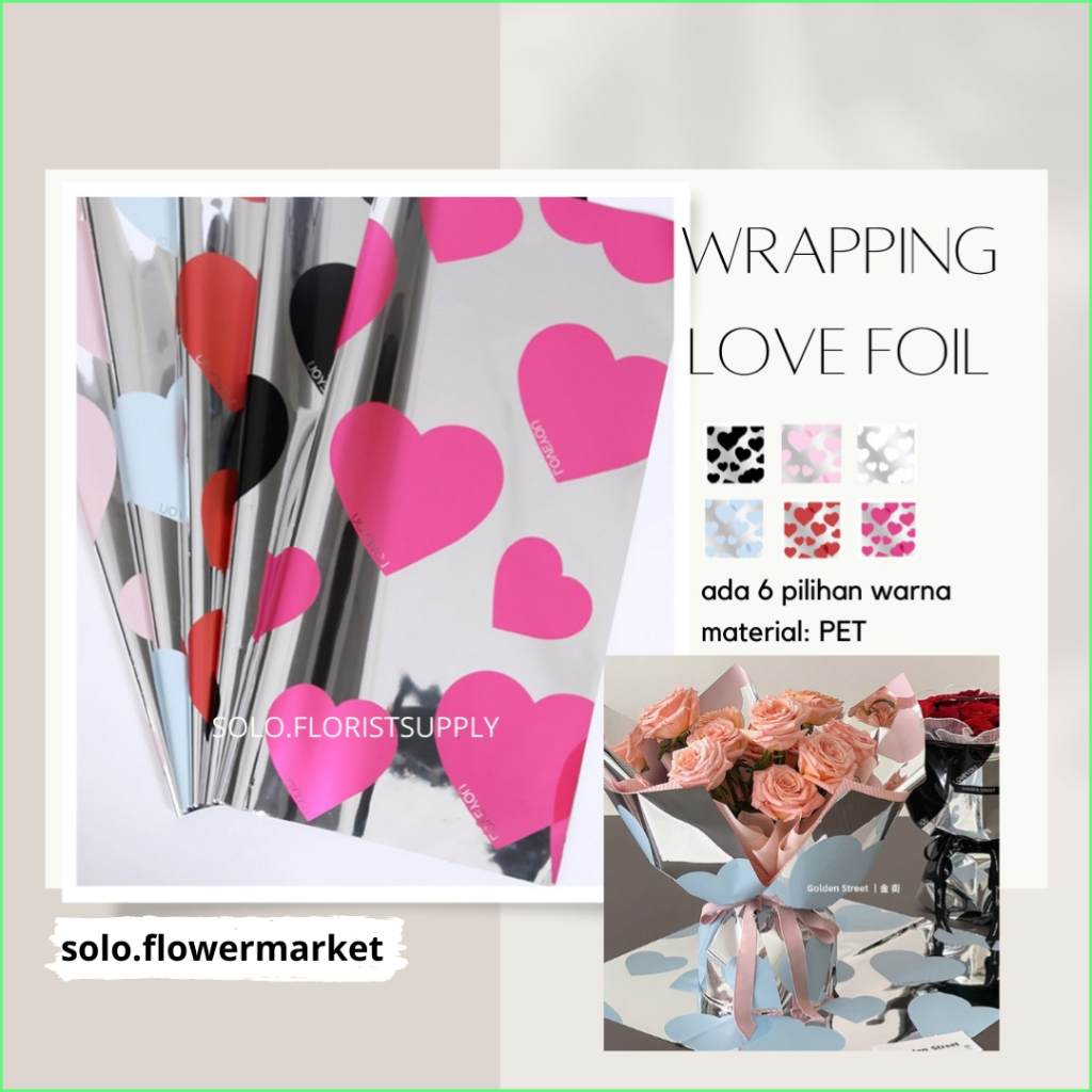 

WRAPPING LOVE FOIL PAPER HOLOGRAM WRAPPING PAPER (58 X 58 CM) - Kertas bunga Hologram bening (1pack = 10 Lembar) / Plastik OPP Rainbow / Unicord Paper Transparent / Hologram paper / Cellophane Paper / Kertas bunga murah / Fuwa Paper / Kertas Bening / Akse