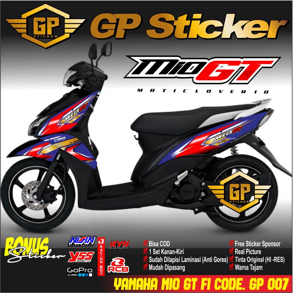 (cod) stiker motor - striping mio gt - motor yamaha - motor - mio gt - sticker variasi -  GP 007