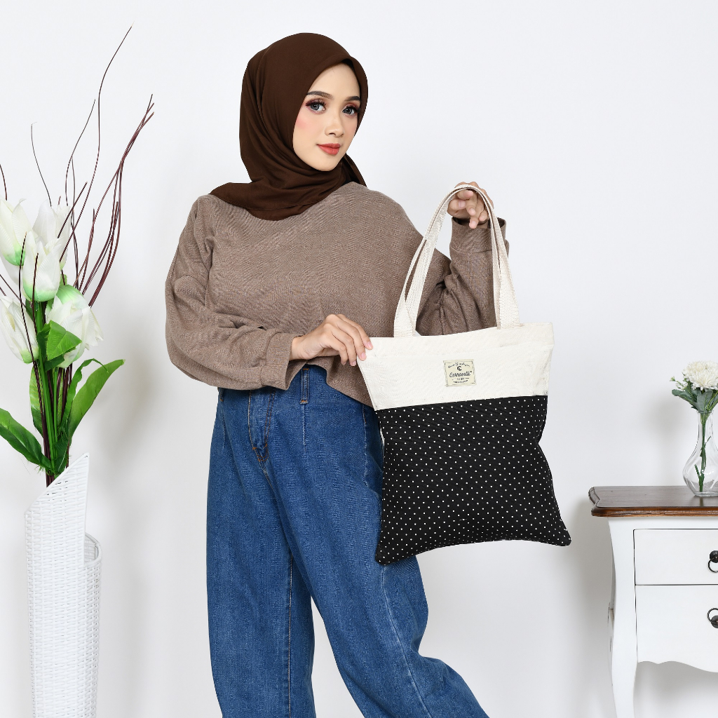 Tote Bag Resleting Wanita Bahan Totebag Kanvas Motif Aesthetic Model Kekinian Bahan Canvas Tebal Bisa Custom Sablon Untuk Tas Seminar Souvenir Gift Ulang Tahun dll