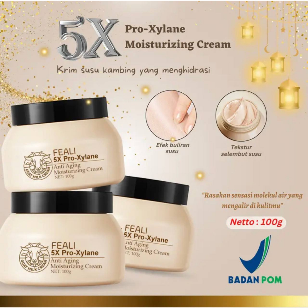 FEALI Moisturizer Cream and Goat Milk Anti-Aging Pelembab Wajah Memperbaiki Skin Barrier 5X Pro-Xylane