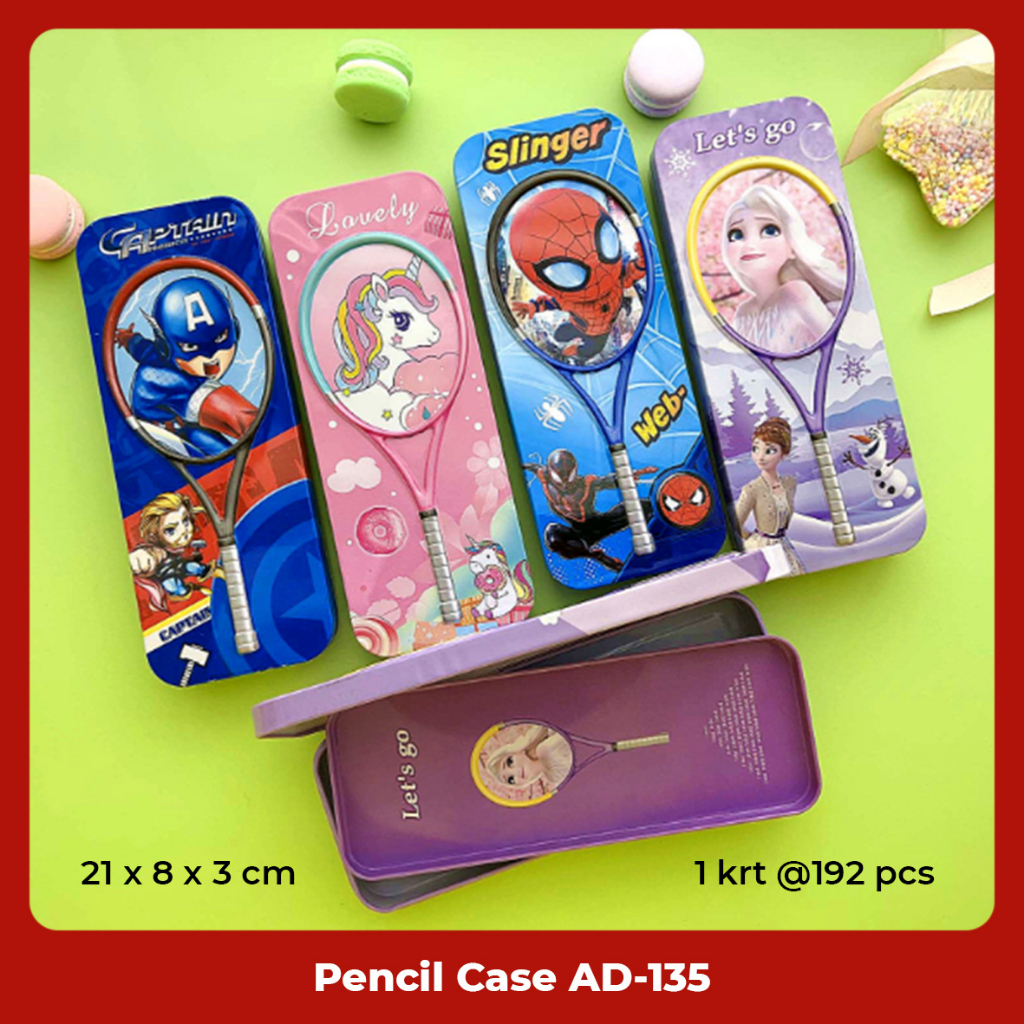 Tempat Pensil / Pencil Case / Kotak Pensil Kaleng Motif Karakter Fancy Timbul Lucu AD-135 Cowok/Cewek