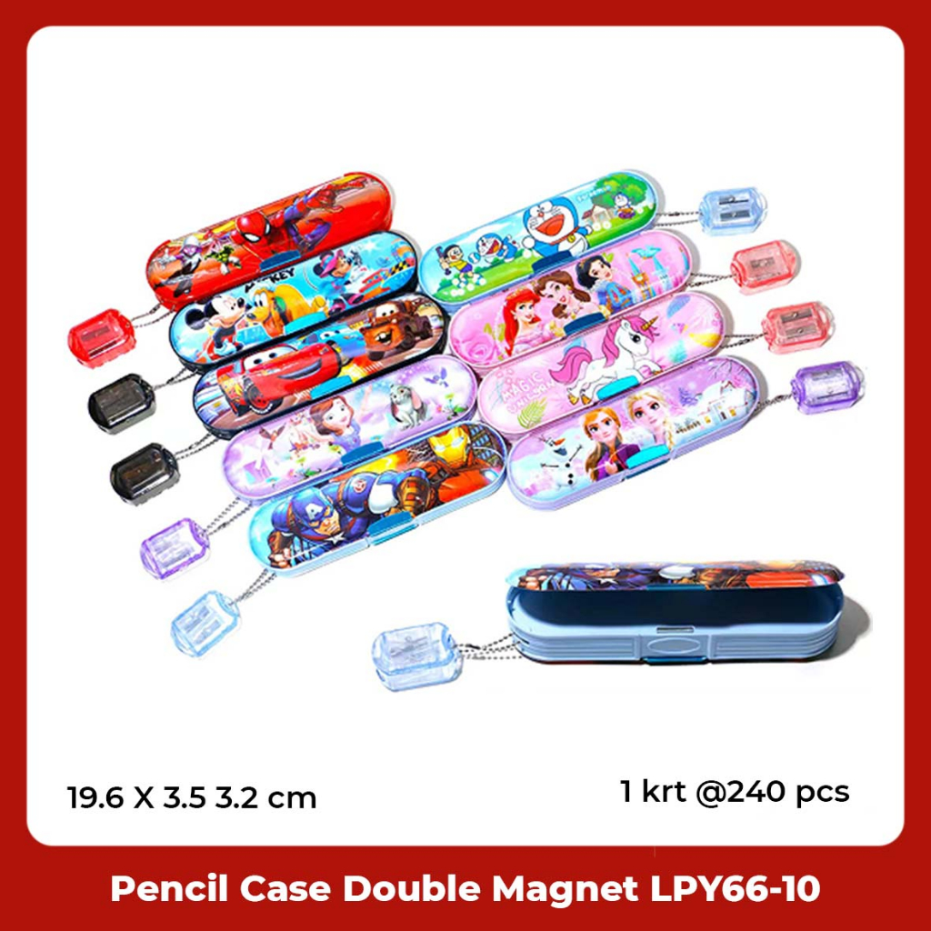 Tempat Pensil / Pencil Case / Kotak Pensil Double Magnet 2 Sisi Motif Karakter Fancy Lucu LPY66-10 Cewek/Cowok