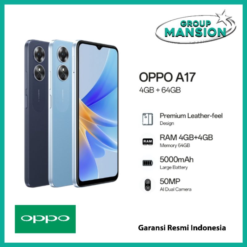 Oppo A17 Ram 4/64 GB garansi resmi oppo Indonesia