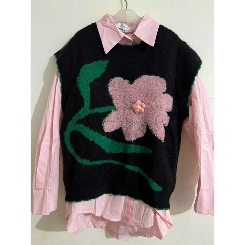 preloved Baju bangkok viral vest dan kemeja motif bunga