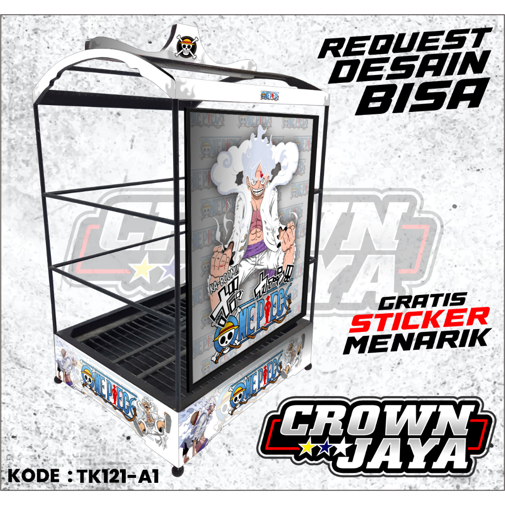 Stiker Decal Sangkar Kotak Kenari No 1 2 3 - Decal Sangkar Burung Kenari Motif One Piece - TK