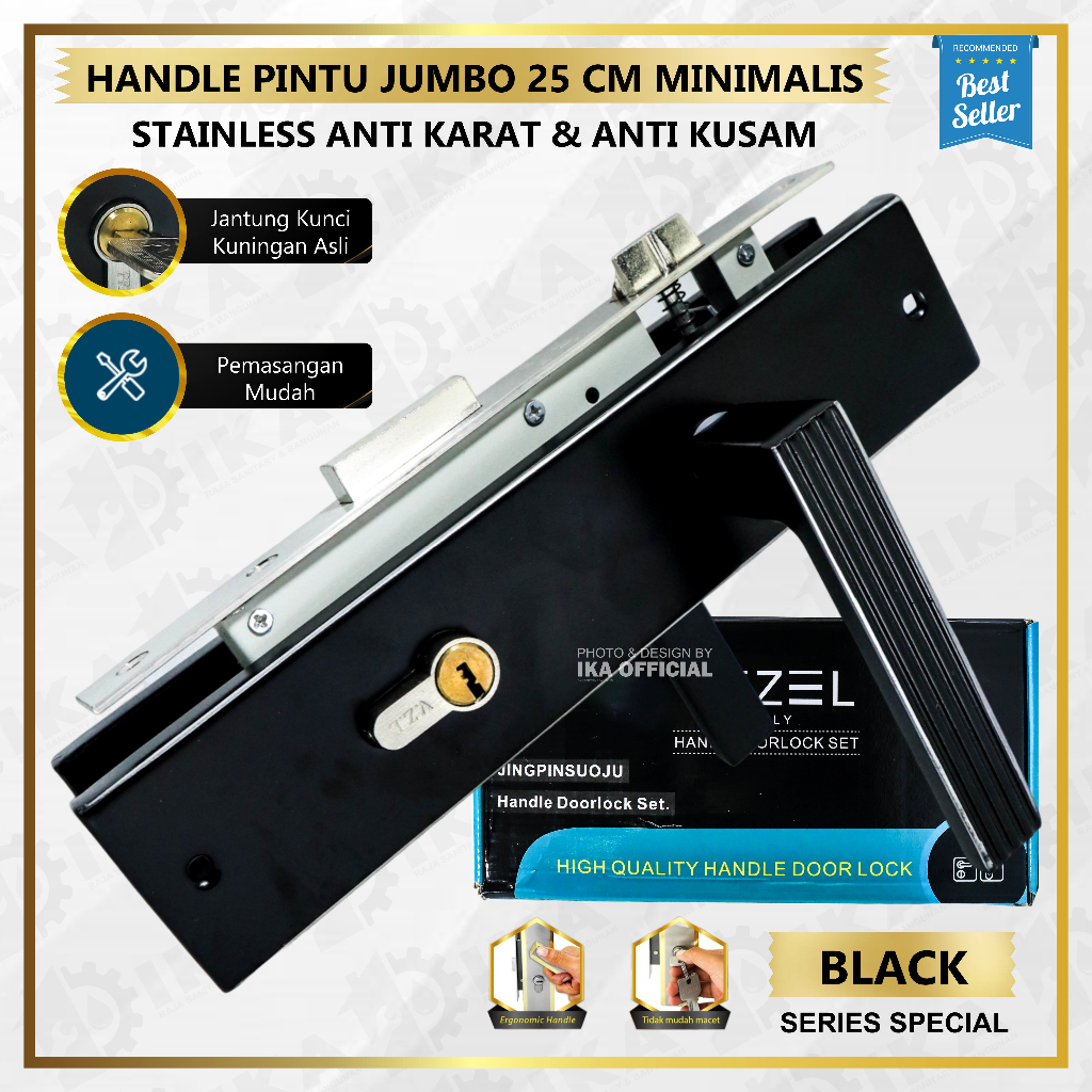 Handle Kunci Pintu Set Stainless steel Minimalis - High Quality MURAH BANGET!! Handle &amp; Kunci pintu 25cm KOMPLIT ASLI PREMIUM / gagang tarikan Komplit Silinder + Body