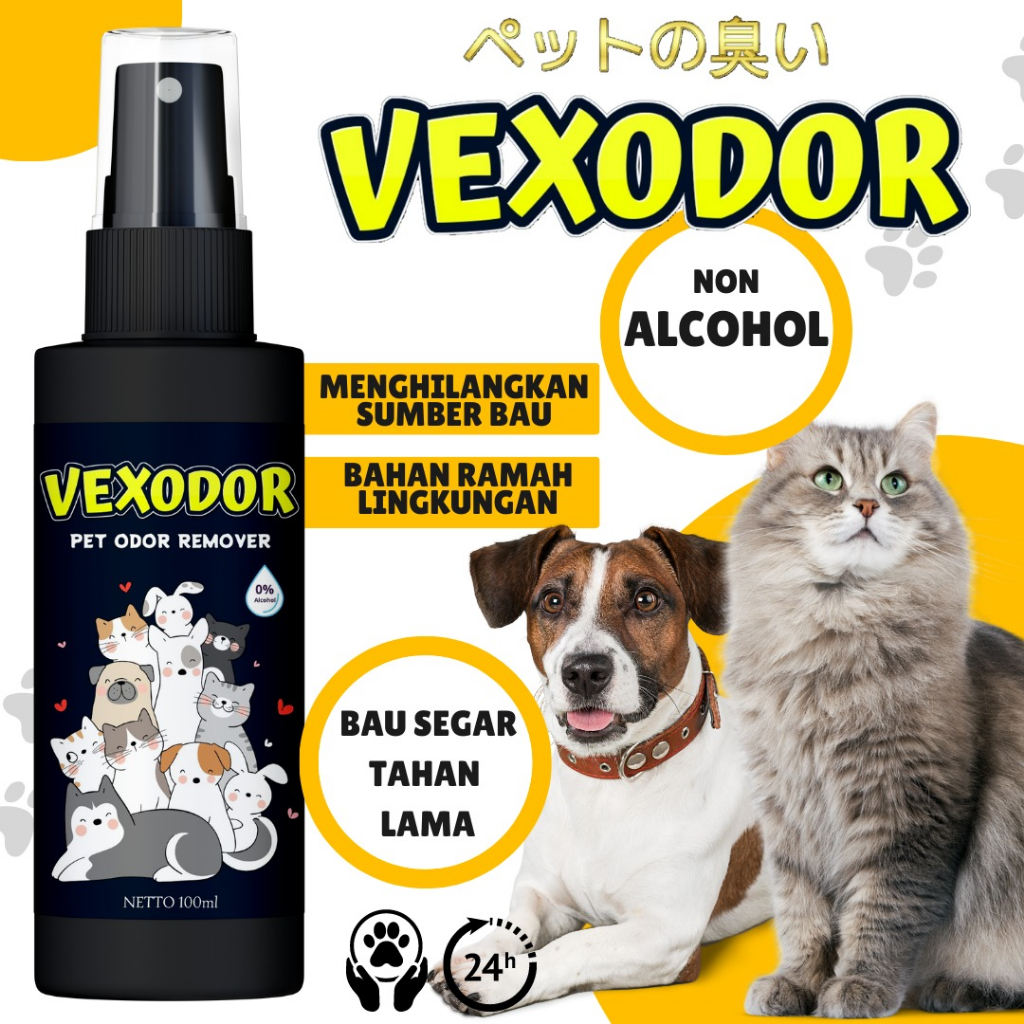 VEXODOR 100ML - Spray Pet Odor Remover Penghilang Bau Kotoran Kandang Hewan Kucing Anjing Kelinci