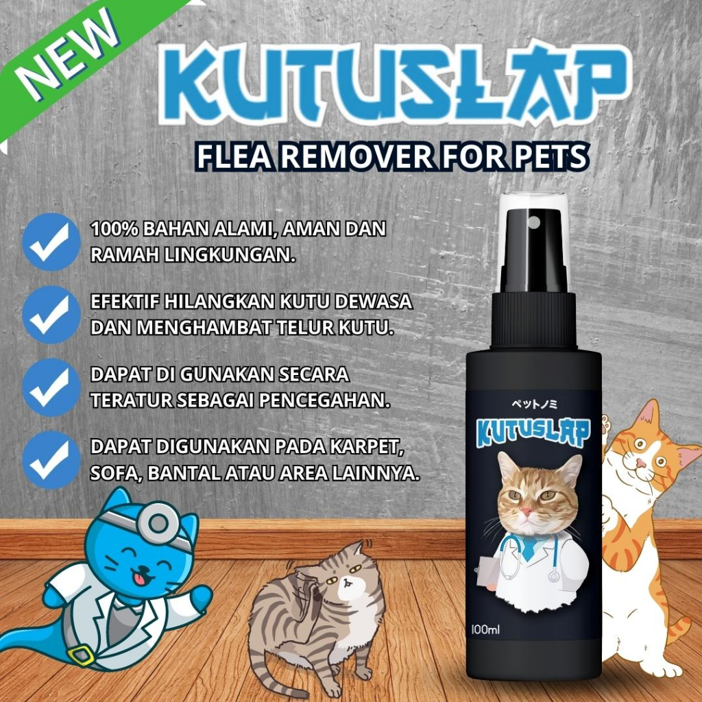 KUTUSLAP - Obat Anti Kutu Hewan Kucing Anjing Kelinci Pembasmi Kutu Flea Remover Spray Aman Terjilat