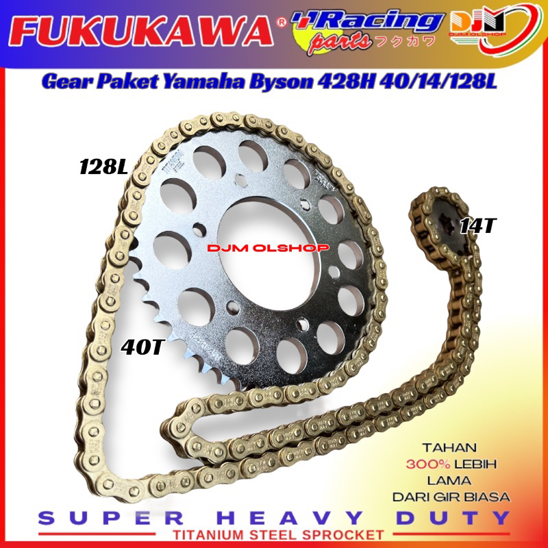 Gir Set Gear Paket Racing Byson 428H 40T 14T 128L Plus Rantai Gold Fukukawa