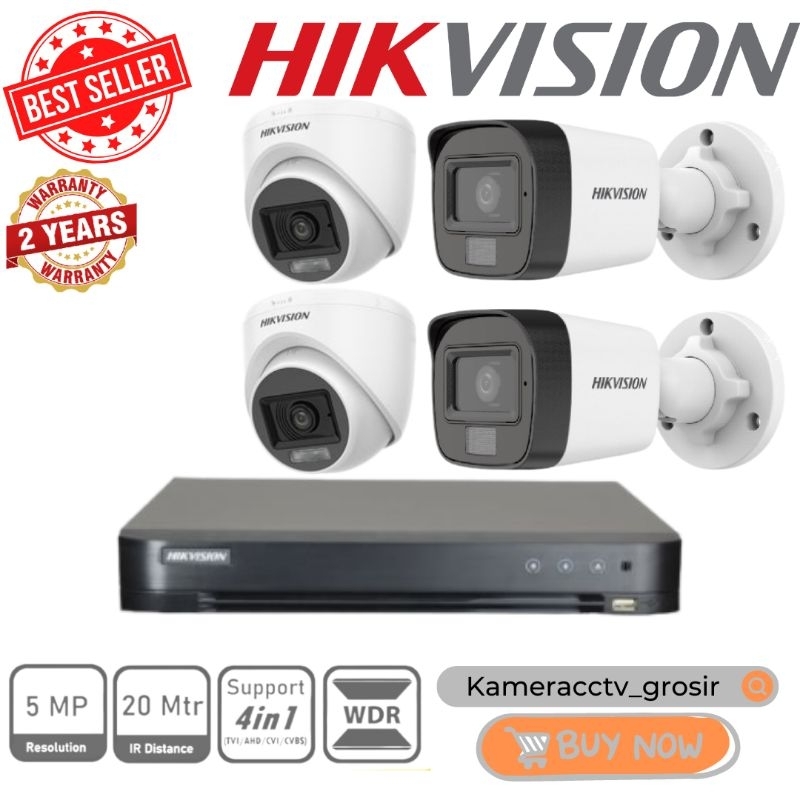 PAKET CCTV HIKVISION 5MP 4 CHANNEL 4 KAMERA