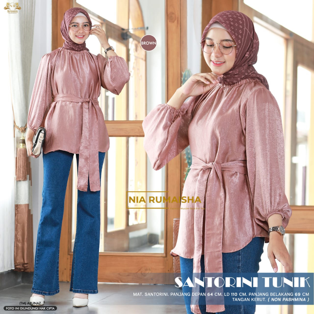 Santorini Tunik Atasan Kemeja Casual Wanita Original By Nia Rumaisha