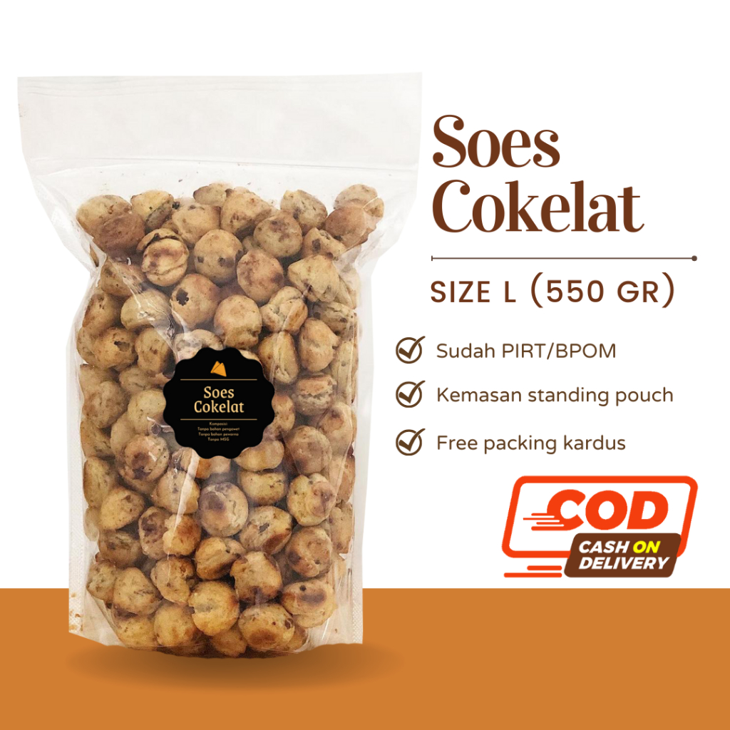 [DELISH SNACKS] Soes Cokelat / Vanilla (L) / Snack Cemilan / Sus Kering Mini Isi Coklat Camilan Manis