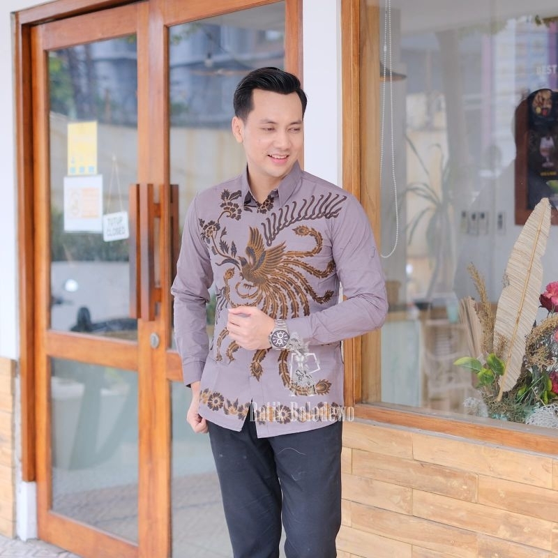 BATIK BOLO DEWO Motif SBY Evolution Kemeja Baju Batik Pria Lengan panjang Lapis furing Hem Atasan