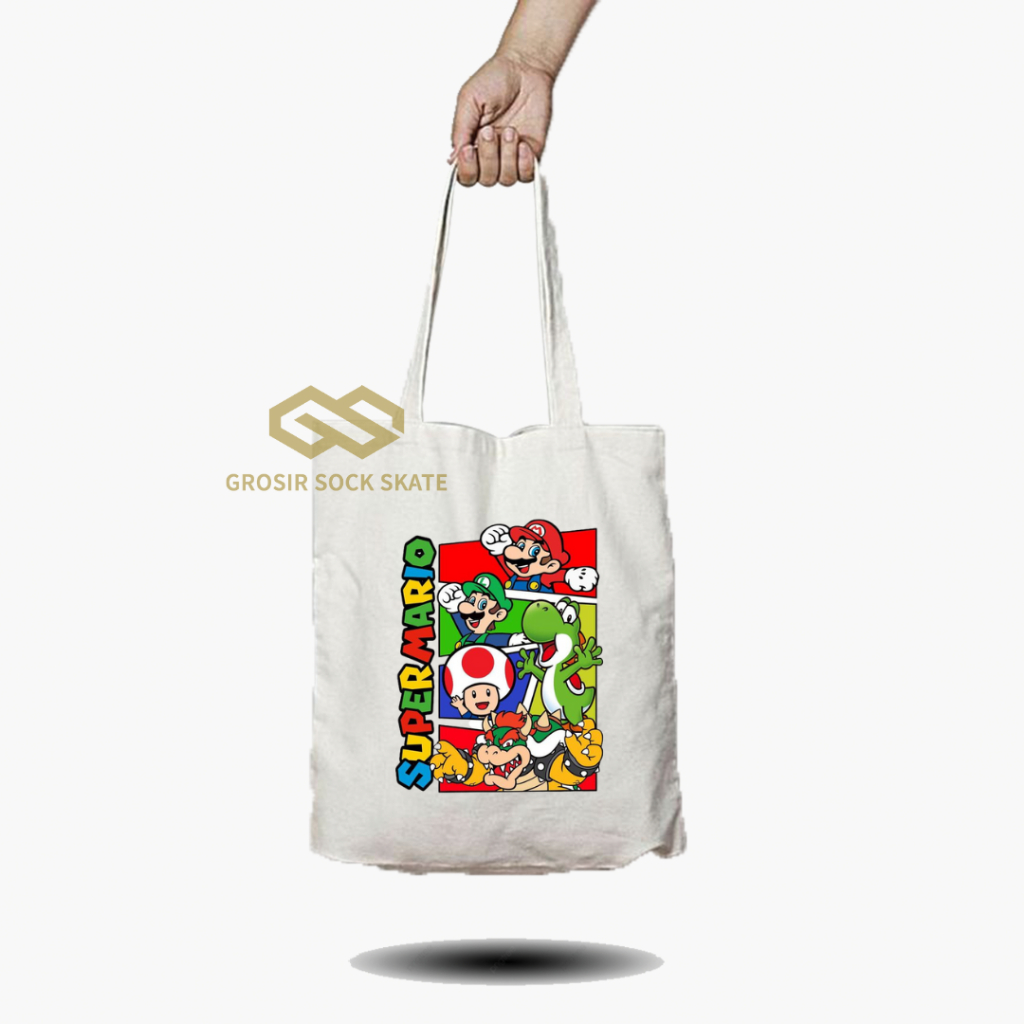 Totebag Kanvas Cartton Super Mario/ Tas Tote Music / Musik Band