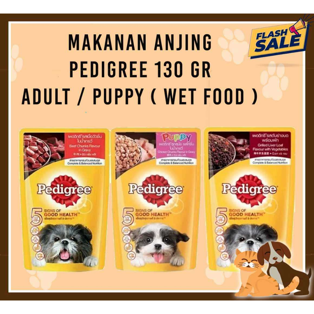 MAKANAN ANJING PEDIGREE POUCH 130GR ( ADULT / PUPPY )