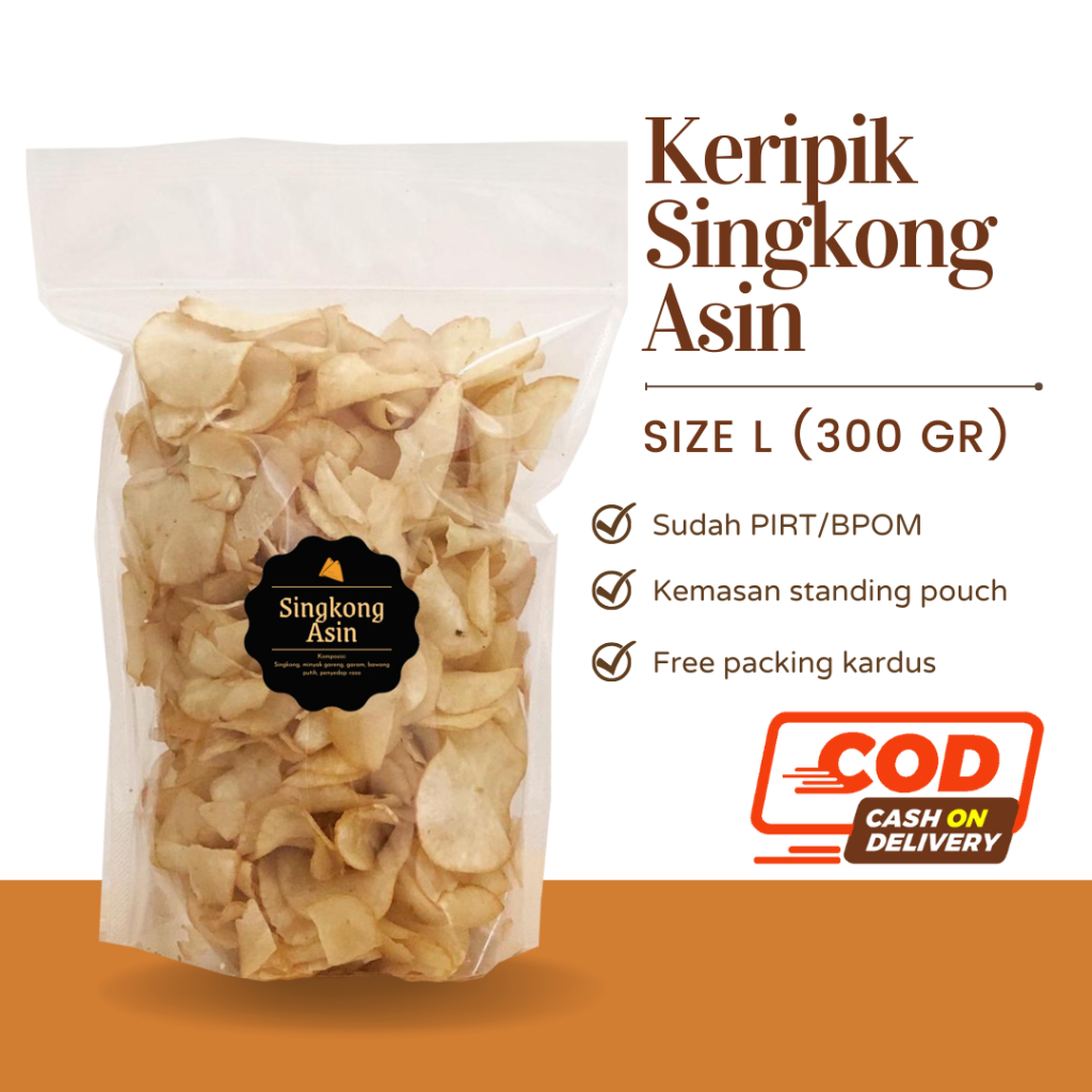 [DELISH SNACKS] Keripik Singkong Asin / Balado / Lada / Keju (L) 300gr / Snack Cemilan Camilan Pedas Gurih