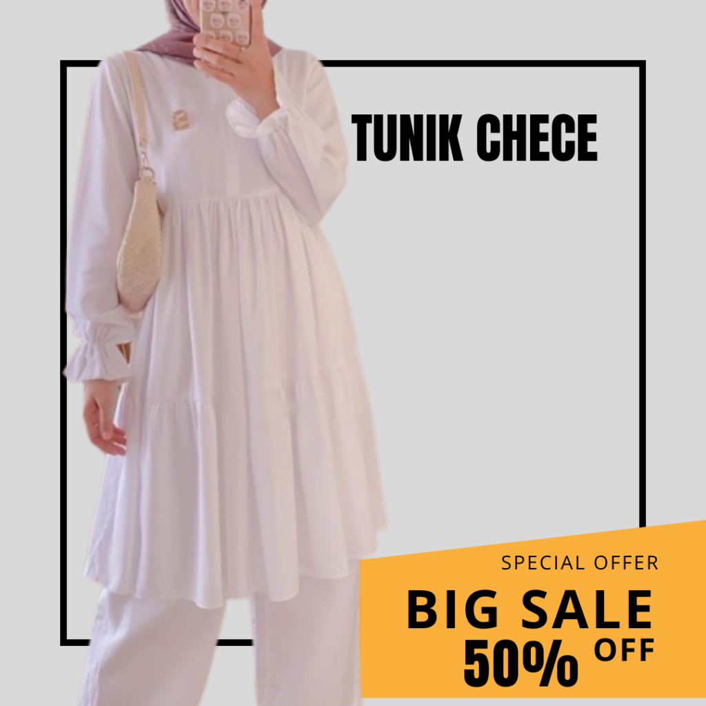 TUNIK CHECE REMPEL WANITA MOSCREPE PREMIUM
