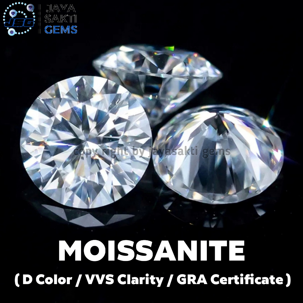 Diamond Moissanite Round Briliant 6.5mm 1ct D VVS1 Premium Sertifikat GRA USA