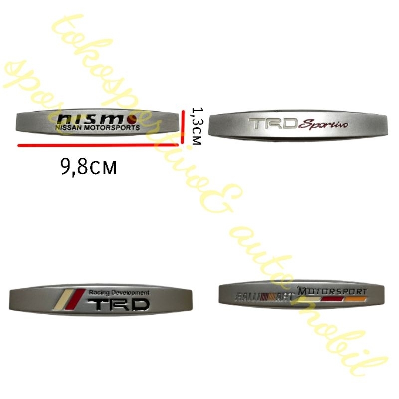 EmbLem stiker Logo Lambang tulisan Huruf TRD TRDSportivo  Ralliart Nismo full stainless