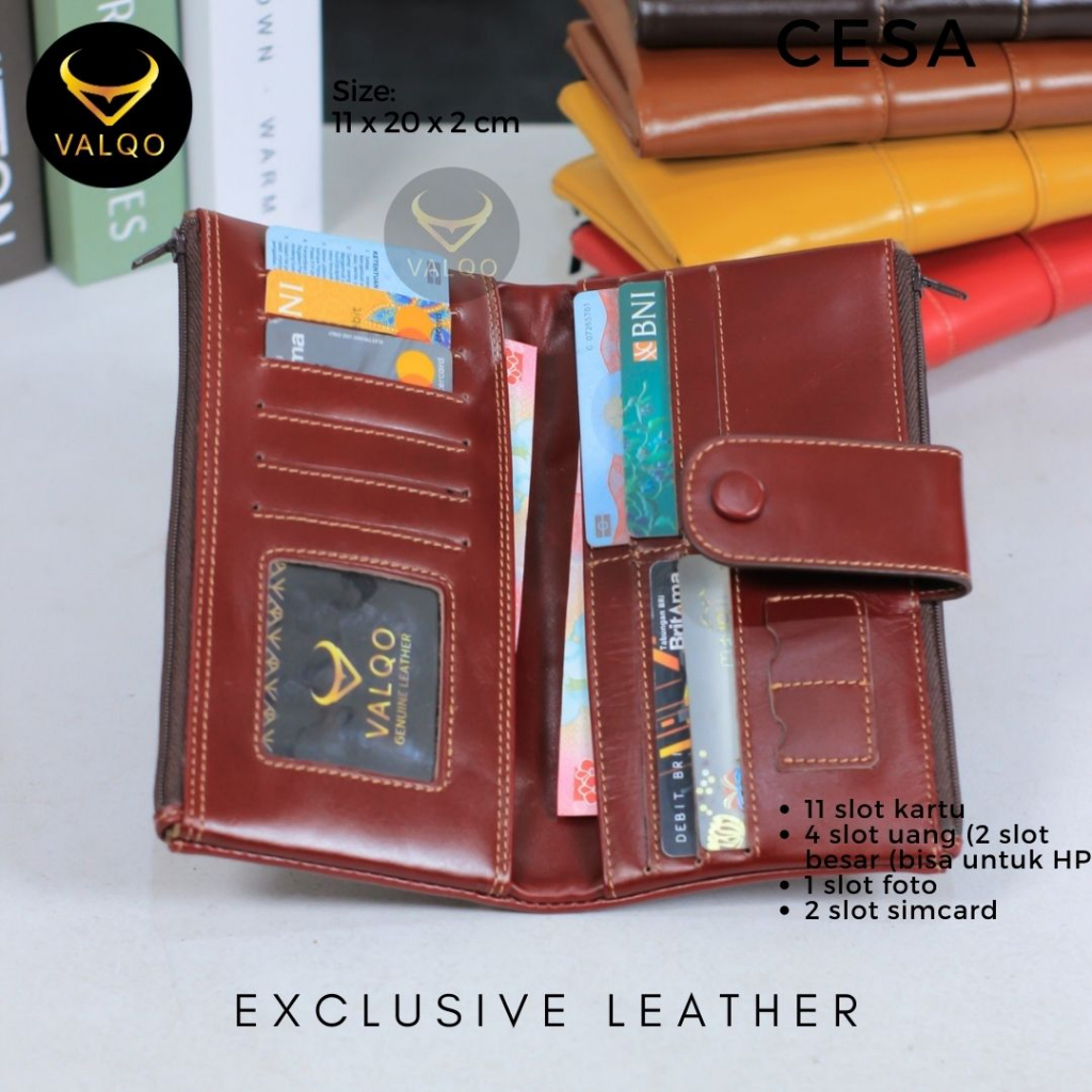 [VALQO] CESA Dompet Kulit Sapi Dompet Wanita Perempuan Dompet HP Dompet kartu