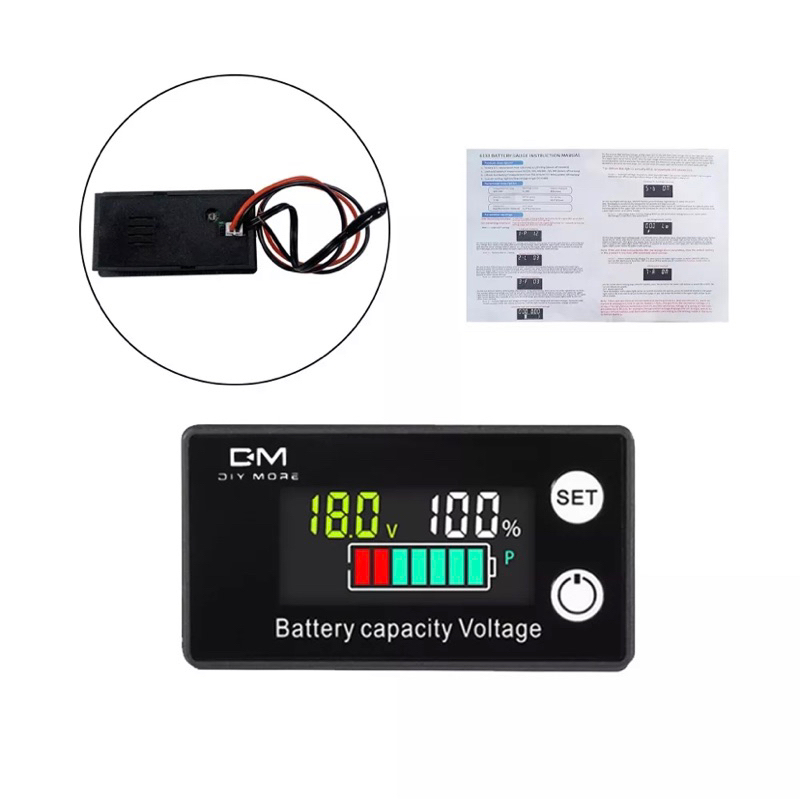 Monitor Kapasitas Baterai 8sampai100v Battery Meter 12v 24v 48v Pengukur Indikator Tegangan Persenan Daya Baterai