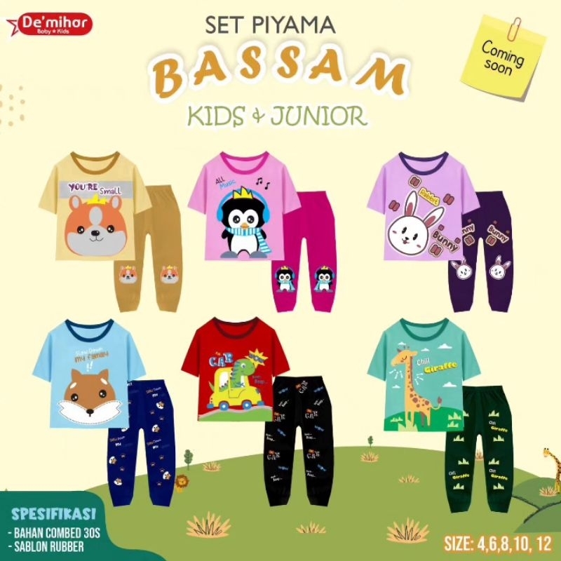 Pre Order Set Piyama Anak Lucu Bassam Series by De'mihar bisa Cod