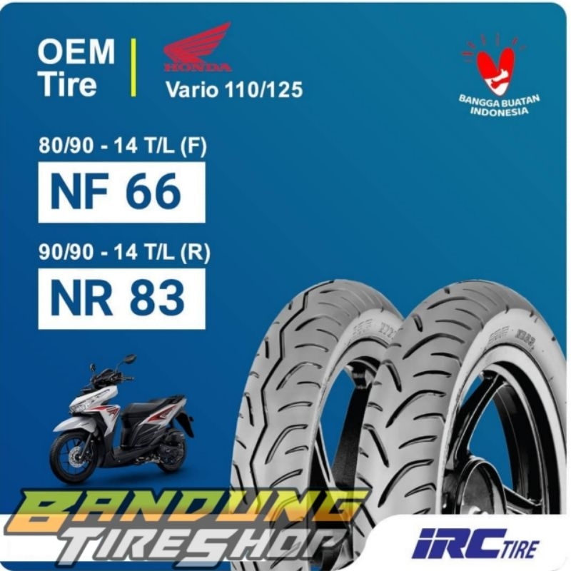 IRC NF 66 & NR 83 TUBELESS BAN LUAR MOTOR MATIC DEPAN BELAKANG HONDA BEAT FI POP STREET SPORTY VARIO