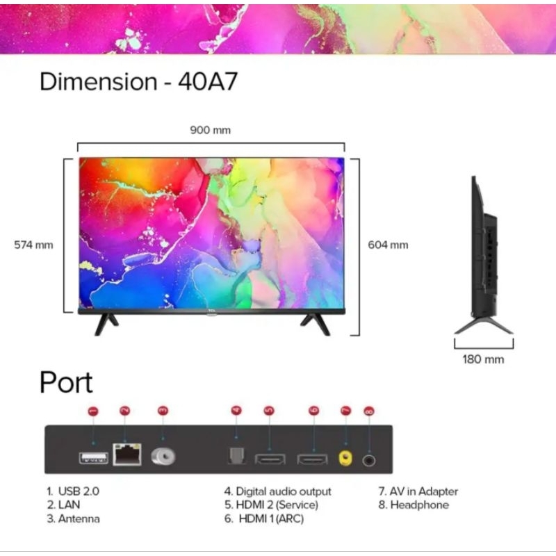 TCL 40A7 40&quot; FHD Android 11 Smart LED TV WiFi HDMI USB Bluetooth Youtube Netflix Garansi Resmi