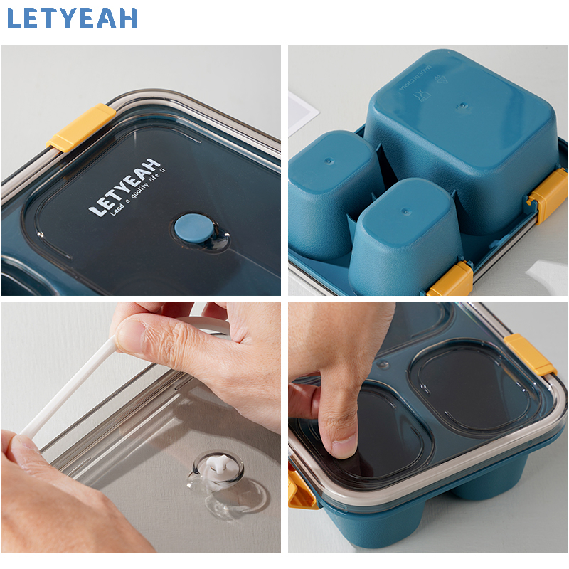 letyeah 850ml Kotak makan set lunch box dengan Botol minum 460ml dan tas bekal