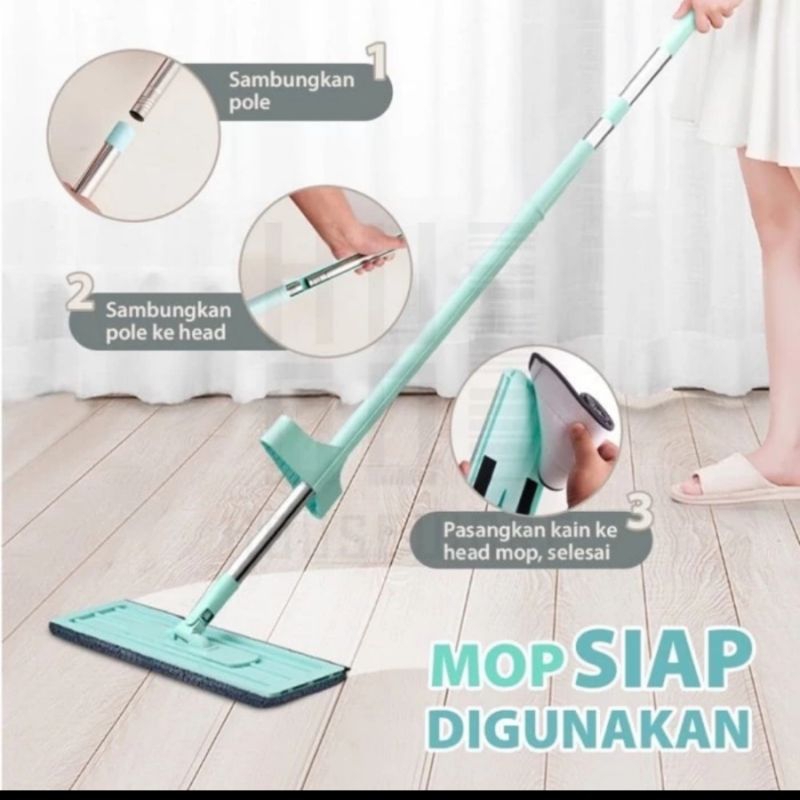 Flat Mop Pel Lantai Tarik Alat Pell Lantai Tarik Flat Mop