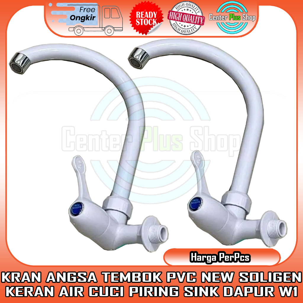 KRAN ANGSA TEMBOK PVC NEW SOLIGEN KERAN AIR CUCI PIRING SINK DAPUR W1 PUTIH KITCHEN WASTAFEL WASTAPE