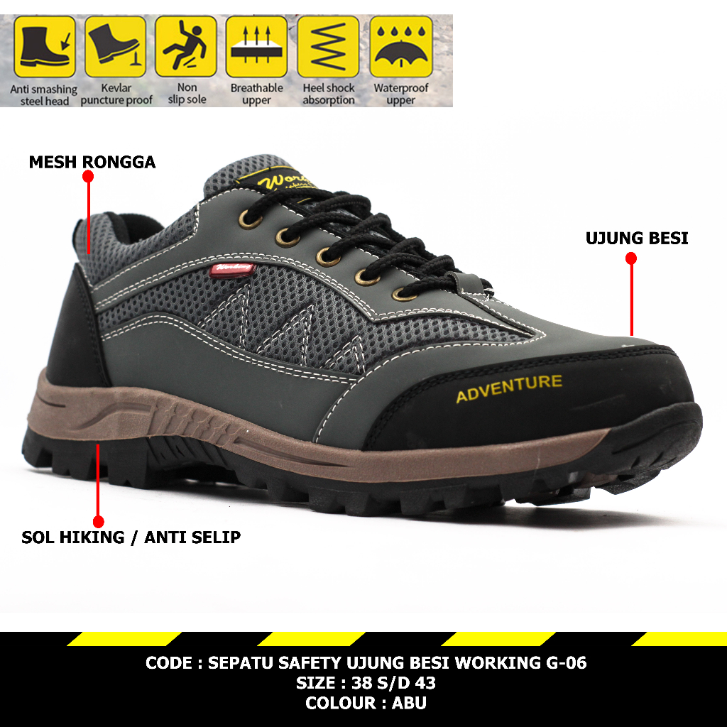 Sepatu Pria Safety Ujung Besi Working G-06