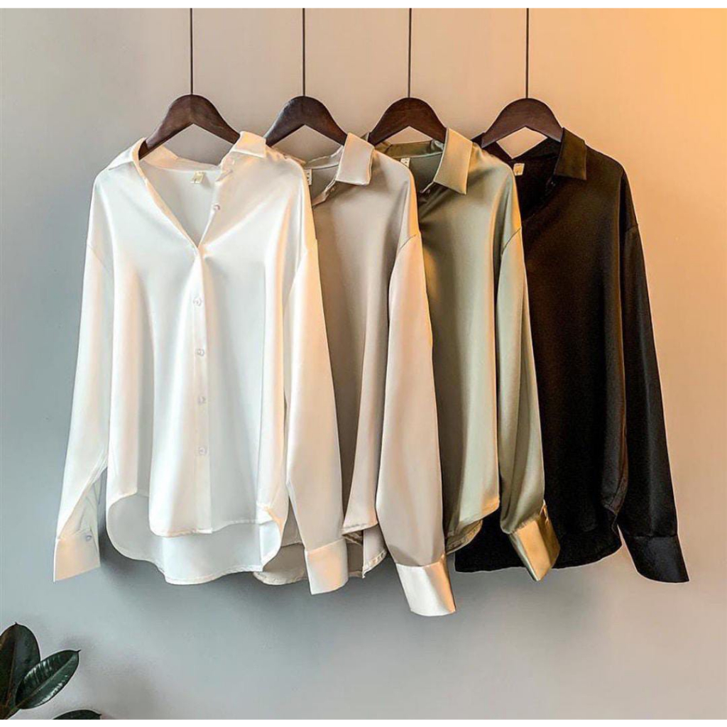 Kemeja Zara Silk Armany/ Kemeja Satin Premium/Kemeja Polos