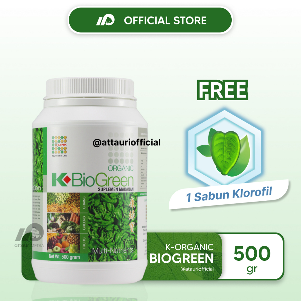 K-BioGreen 500gr Organic dan 1 SHAKER K-BioGreen Multi-Nutriens 500 gr Bio Green Diet Alami Attauri 
