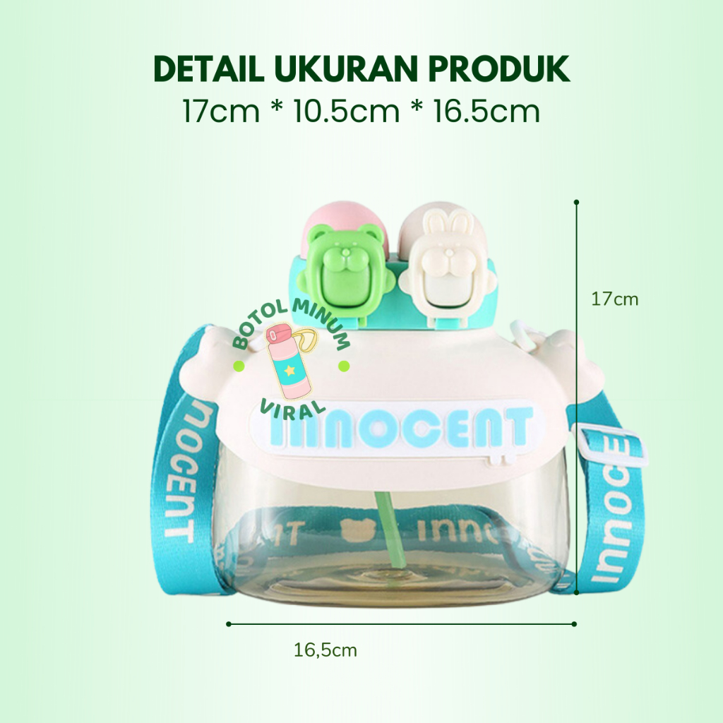 Botol Minum Anak Bpa Free Sedotan Anti Bocor Karakter Tali 1,2 Liter