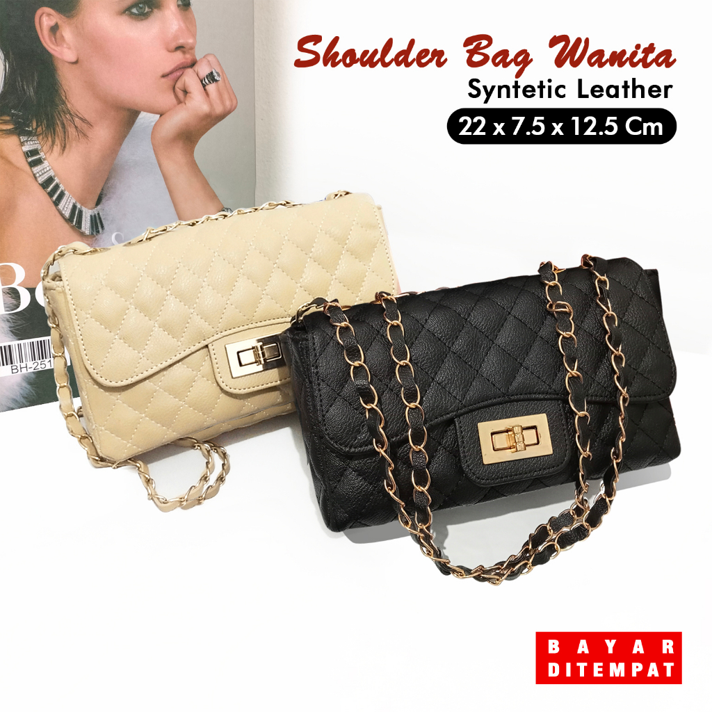 Tas pesta wanita tali rantai slingbag cewe polos selempang wanita shoulder bag bahu tali panjang