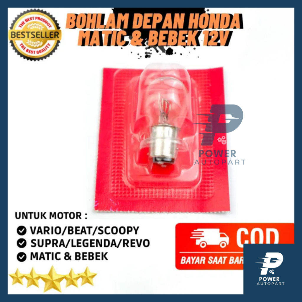 Bohlam Bolam Lampu Depan Asli Honda Original 12V 25W Grand Legenda Prima Vario 110 CW Techno Karbu V