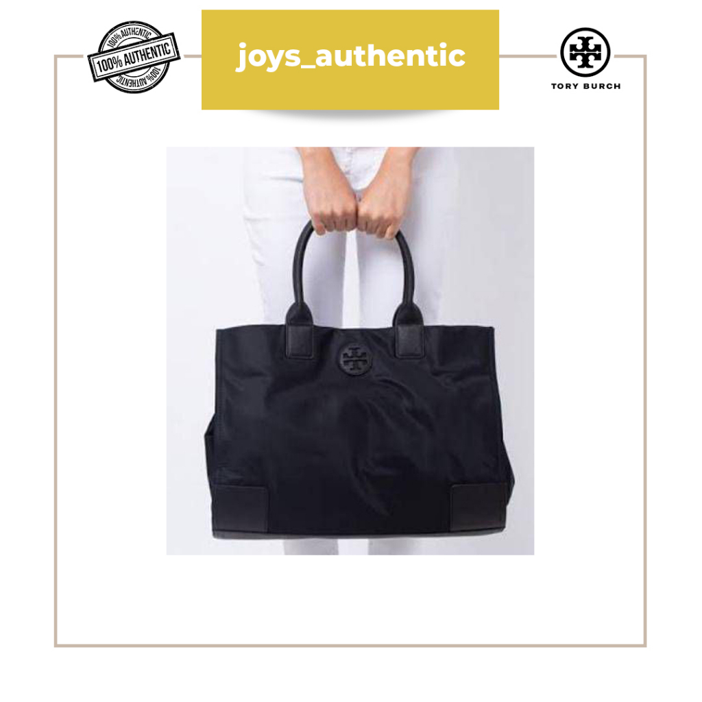 Tas Wanita Tory Burch Ella Nylon Tote Hitam Black Woman Bag Authentic Original