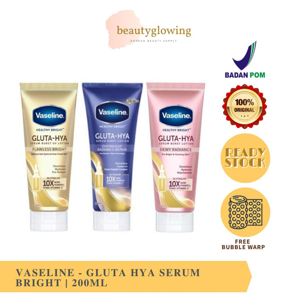 Vaseline Gluta Hya Serum Bright 200ml | Healthy Bright Vitamin Body Serum180ML