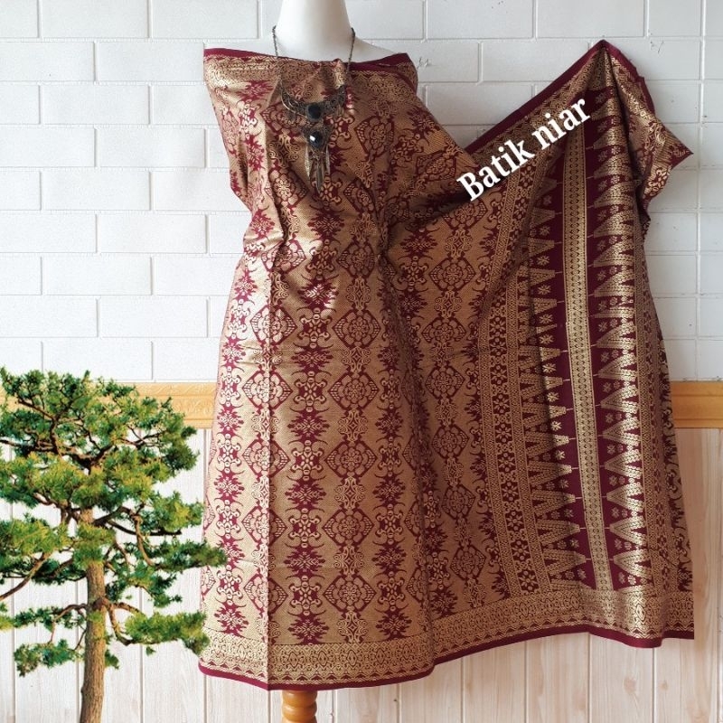 kain batik full prada emas niar songket palembang