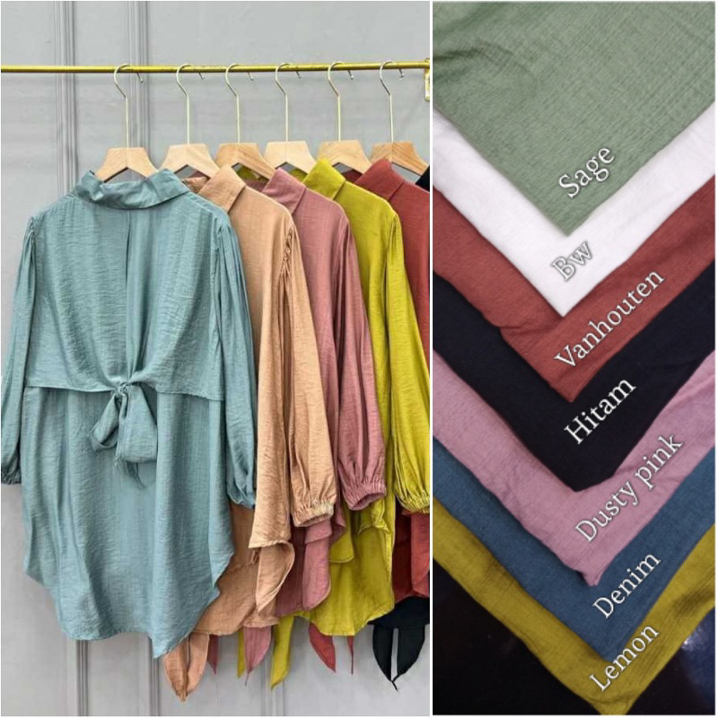 KEMEJA TALI BELAKANG KEKINIAN POLO LINEN