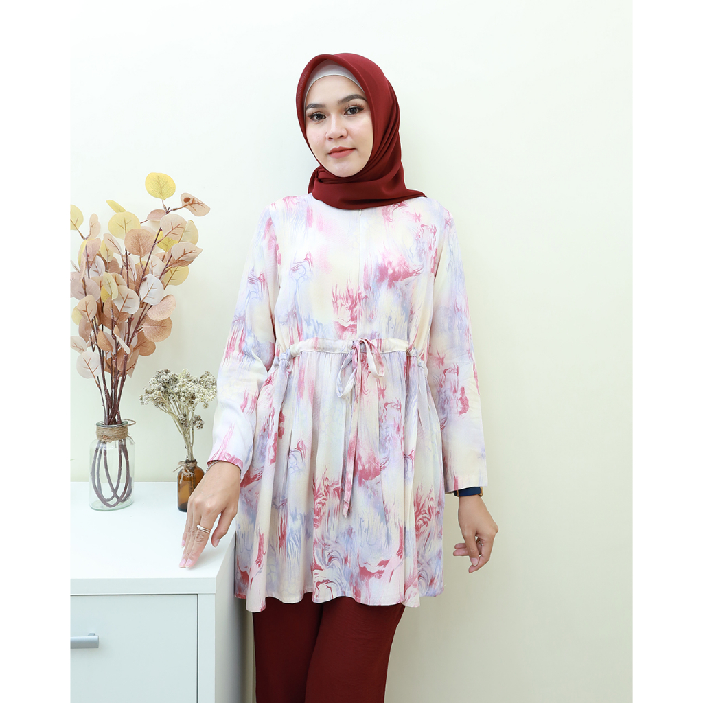 [COD] M, L, XL, XXL ORIGINAL AYU Motif - Tunik Super Adem Pakaian Wanita Terbaru by Hijab Mamah icis