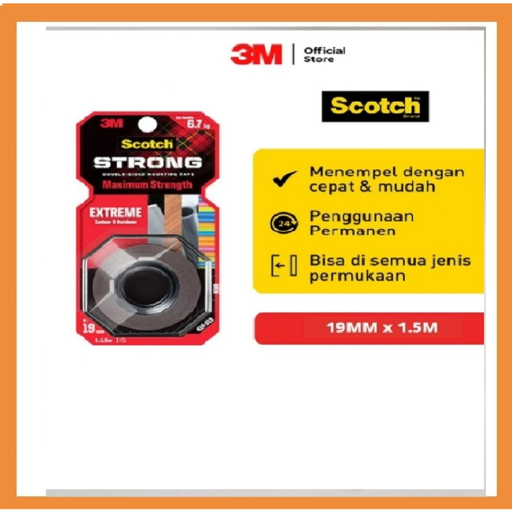 

3M Double Tape - Scotch Strong Extreme Outdoor Tape 19mmx1,5m 414-S19