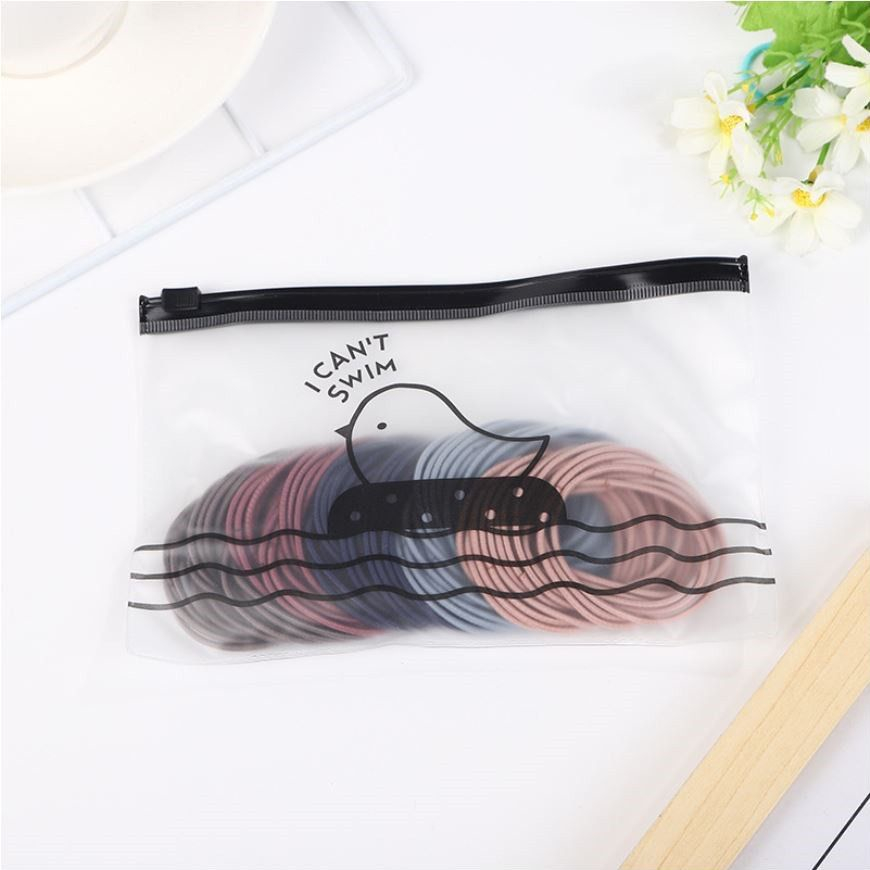 IKAT RAMBUT 100PCS FREE POUCH / KARET RAMBUT WARNA POLOS GAYA KOREA / IKAT RAMBUT ELASTIS