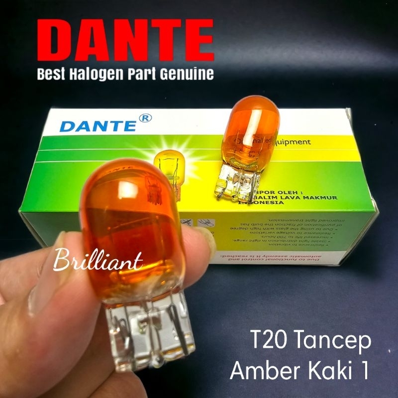 DANTE Original - Bulb Bohlam Halogen - T20 Tancep - 12v kaki 1 / 12v kaki 2 - Clear dan Yellow Amber - Harga Satuan