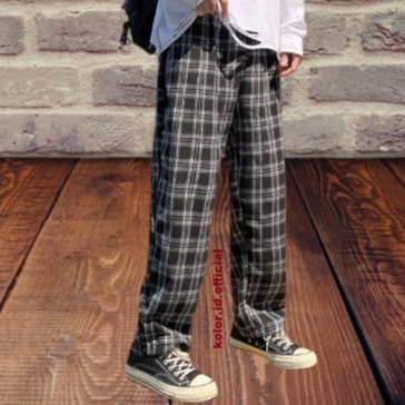 celana panjang pria tartan celana kotak kotak celana chino