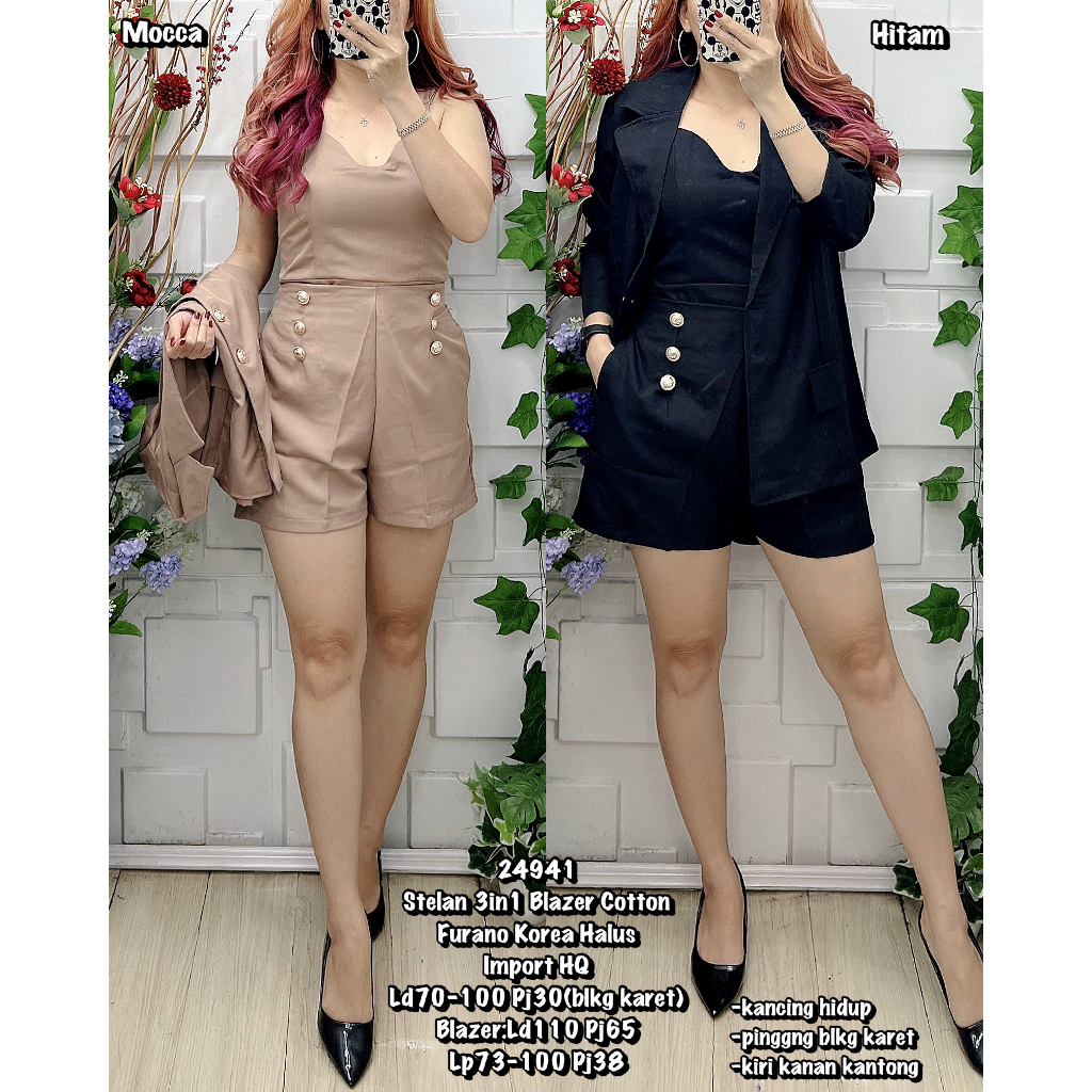 24941 SETELAN 3 IN 1 BLAZER COTTON FURANO KOREA HALUS IMPORT HQ