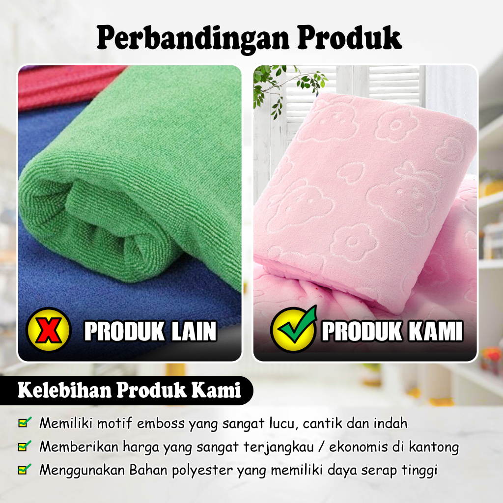 Handuk Mandi Jumbo Embos Bunga Ukuran 70x140cm Anak Dewasa Pria Wanita Bahan Polyester Lembut Tebal Premium Peralatan Rumah Tangga Perlengkapan Mandi Import - H13 - 88Blanketstore