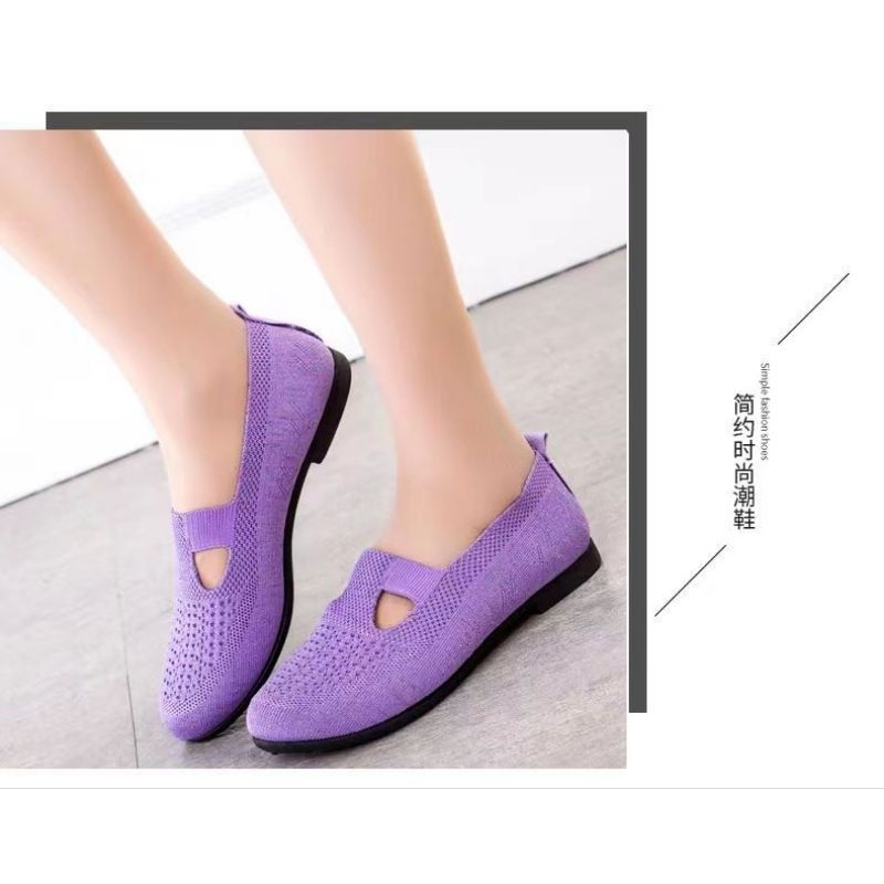 sepatu wanita import flat shoes light weight ringan sol hitam karet anti slip + Box