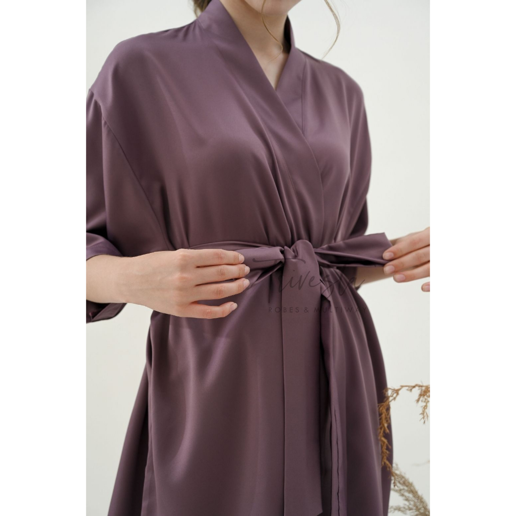 Trivesta Robes - Basic Robe Periwinkle - Kimono Robe Bridesmaid Satin + Free Bordir (Tulisan Bebas Bisa Nama)